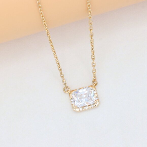 "Elegant Rose Gold Necklace with Crystal Charm, XPNL0392 - Picture 10 of 13